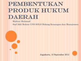 PEMBENTUKAN PRODUK HUKUM DAERAH