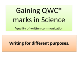 Science Revision QWC writing to evaluate