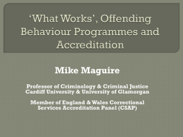 *What Works*, Offending Behaviour Programmes