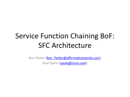Service Function Chaining BoF: SFC Architecture