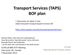 Transport Services (TAPS) BOF plan