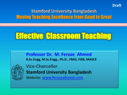 Effective Classroom Teaching - Stamford University Bangladesh
