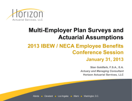 Multi-Employer Plan Surveys and Actuarial Assumptions 2013 IBEW
