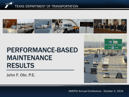 8. Performance-based Maintenance Results by John F