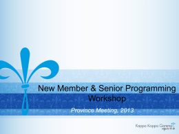 New Member and Senior Programming