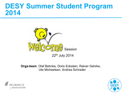 Welcome2014_DE - DESY Summer Student Programme 2015