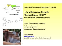 Hybrid inorganic-organic photovoltaics, HI-OPV