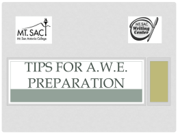 Tips for AWE Preparation Power Point