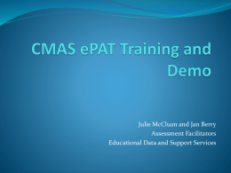 CMAS ePAT Training and Demo