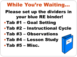 PowerPoint for RE Meeting - Year 1