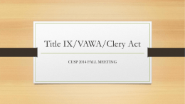 Title IX, VAWA, Clery Act