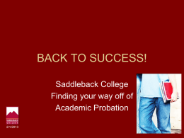 BACK TO SUCCESS! - Saddleback College