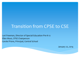 Transition to CPSE to CSE
