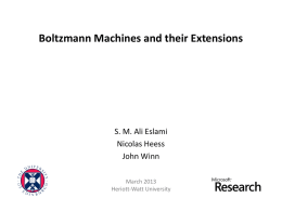 Boltzmann Machines and their Extensions