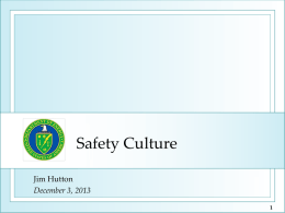 Safety Culture - Operating Experience