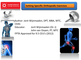 Setting Specific Orthopedic Exercises