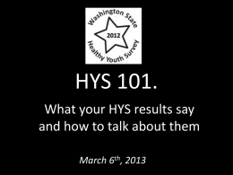 HYS 101. What your HYS results say and how to talk