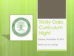 TOES Parent Night 2014 - Trinity Oaks Elementary School