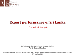 Export performance of Sri Lanka - Exporters Association of Sri Lanka