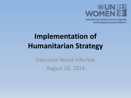Implementation of Humanitarian Strategy