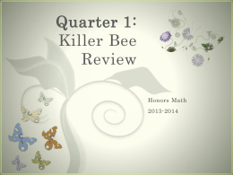 Quarter 1: Killer Bee Review
