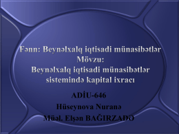 Kapital ixracı - Dr. Elşən BAĞIRZADƏ