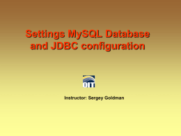 JDBC/MySql/JavaDB/Tomcat configuration