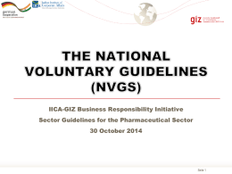 THE NATIONAL VOLUNTARY GUIDELINES (NVGS)