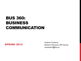 BUS 360: Business COMMUNICATION Library research