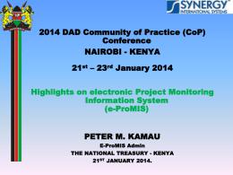 Kenya: Highlights on electronic Project Monitoring Information System