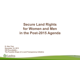 Secure Land Rights for Women and Men in the Post
