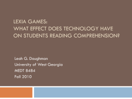 Lexia Games: What effect does technology have on students