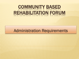 Community Based Rehabilitation Forum