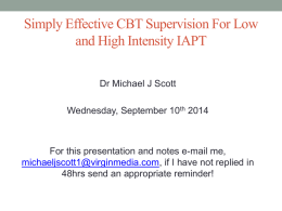Simply Effective CBT Supervision For Low and
