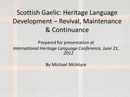 Scottish Gaelic: Heritage Language Development