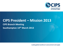 Leading global excellence in procurement and supply
