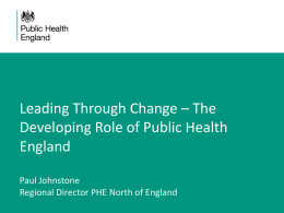 The Developing Role of Public Health England