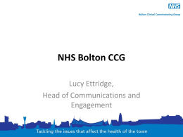 Bolton Healthwatch Bolton CCG Presentation Jan 2014