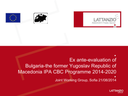 Ex ante evaluation of IPA CBC Bulgaria-Serbia