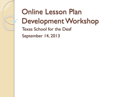 Online Lesson Plan Development Workshop