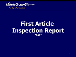 First Article Inspection