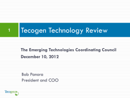 Technology and Business Overview, Tecogen Inc. April 12, 2010