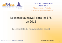 L`absence au travail dans les EPS en 2012 : résultats du
