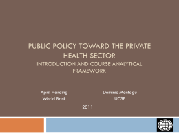 Course Framework - Private Healthcare in Developing Countries
