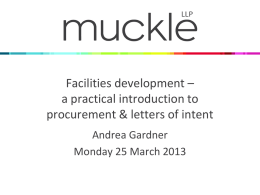 Facilities Development * A Practical Introduction to Procurement