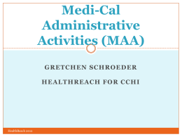 Medi-Cal Administrative Activities (MAA) Training