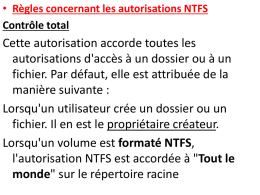 Règles concernant les autorisations NTFS Contrôle total