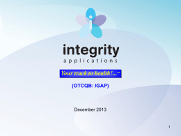 Integrity Applications presentation December 2013