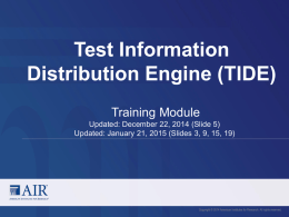 (TIDE) Training Module