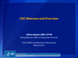CDC – Jeffery Napier - Georgia Tech Procurement Assistance Center